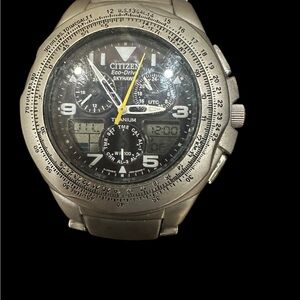 Citizen Eco-Drive Skyhawk Titanium Smartwatch - Silver and Black